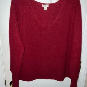 Sundance Deep Burgundy Red V-Neck Cashmere Sweater